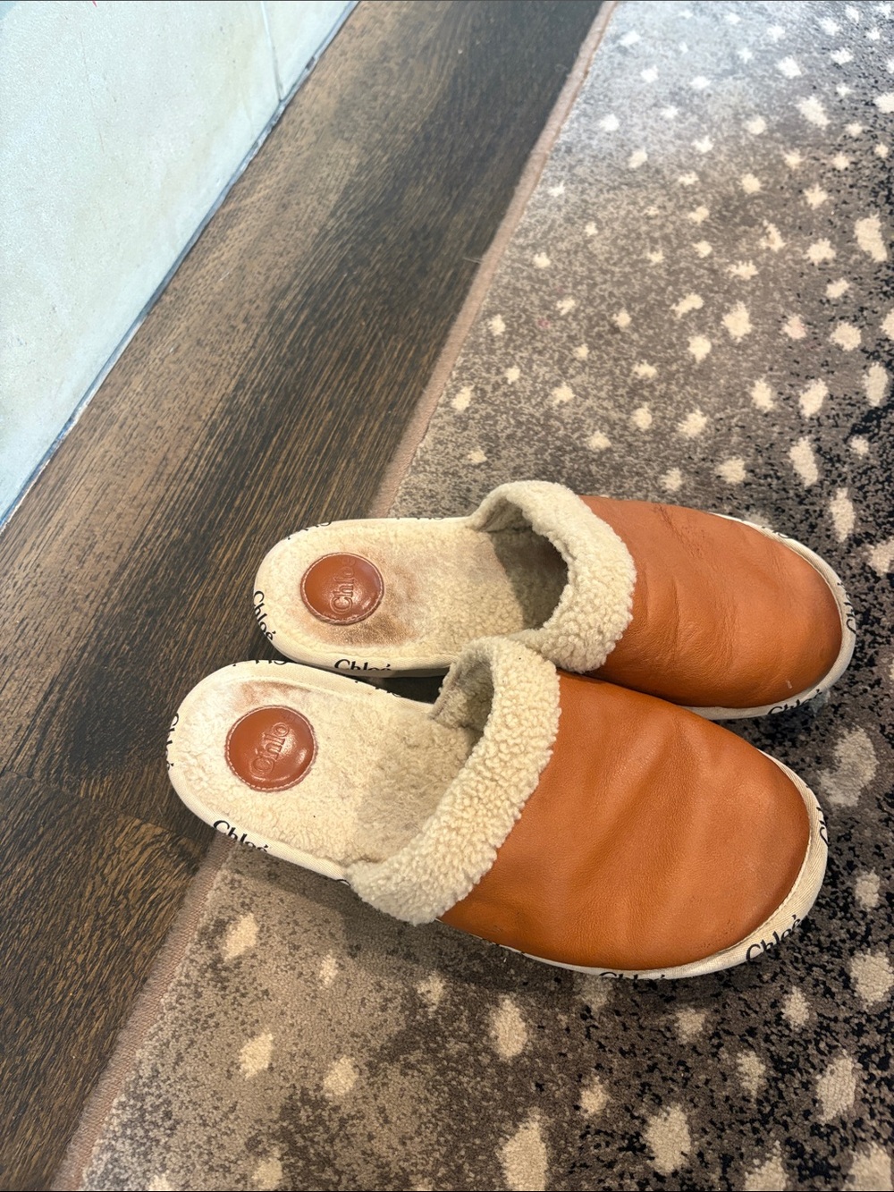 Chloe Woody Shearling-Trim Mule Slippers - Picture 2 of 3